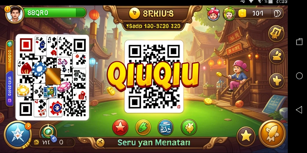 Screenshot gameplay 8QR menunjukkan aksi seru permainan QiuQiu.