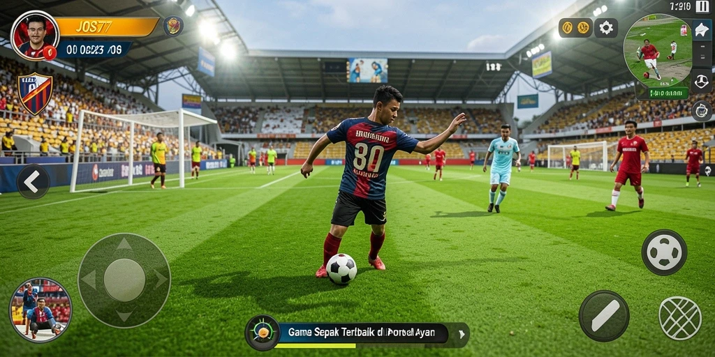 Tangkapan layar utama JOS77 menunjukkan pertandingan sepak bola yang seru dan dinamis.