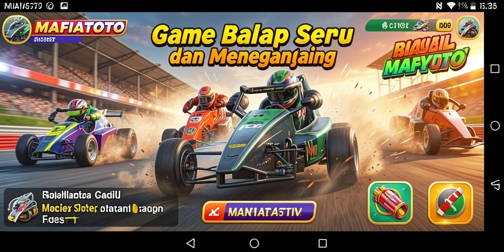 Screenshot menampilkan aksi balapan seru dalam MAFIATOTO.