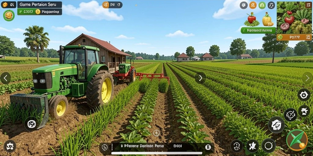 Screenshot utama PC777 menampilkan gameplay bertani yang interaktif dan menarik.