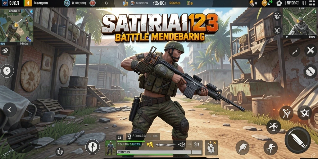 Gameplay SATRIA123 yang menegangkan di arena Battle Royale.