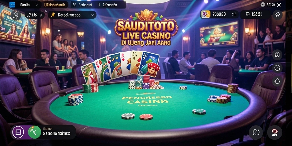 Screenshot gameplay SAUDITOTO menunjukkan dealer langsung berinteraksi dengan pemain.