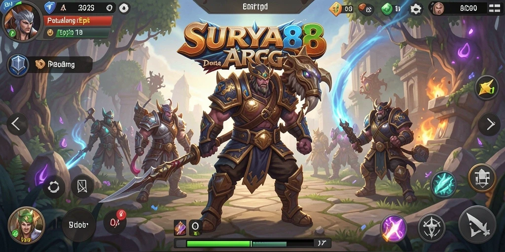 Gameplay seru dalam SURYA88 dengan pertempuran melawan monster.