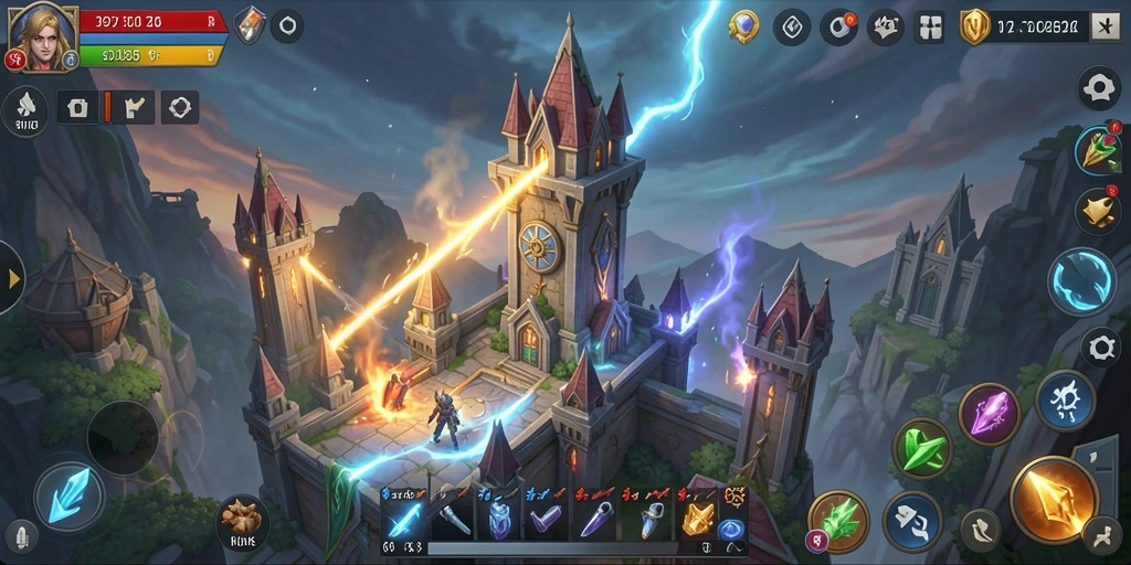Tampilan screenshot T6 menampilkan serangan Tower Defense yang menegangkan.