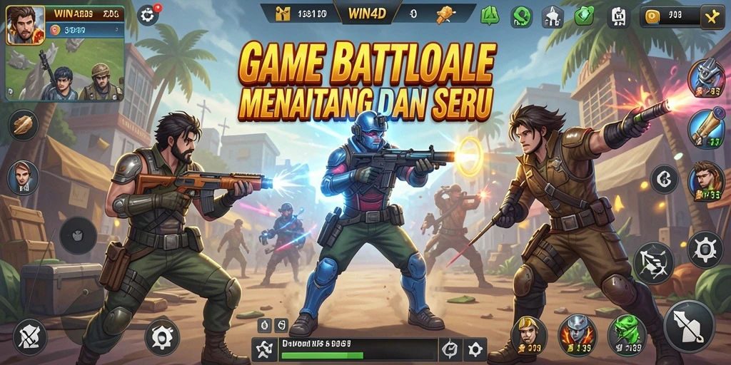 Tampilan seru gameplay WIN4D dalam pertempuran Battle Royale.